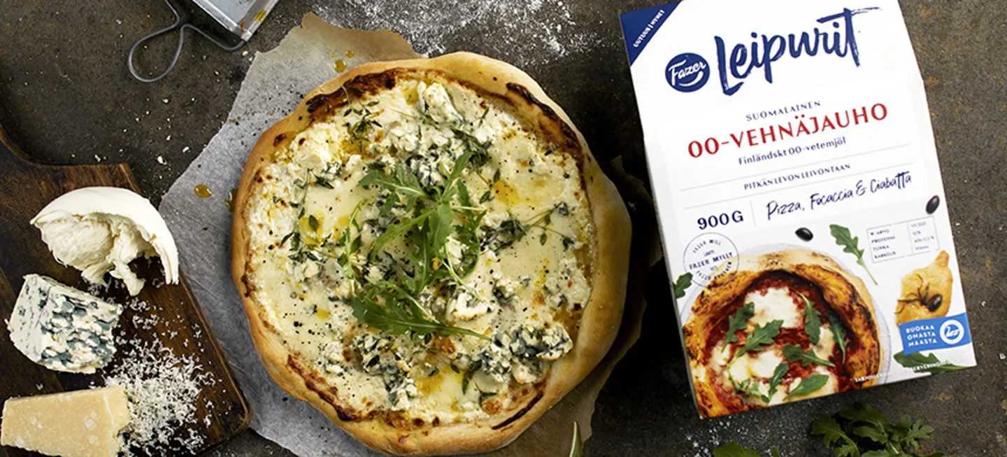 Kolmen juuston Pizza Bianco Fazer.fi